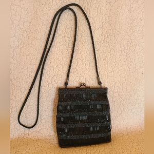 Lancome Elegant Black Beaded Women's Bag crossbody or shoulder